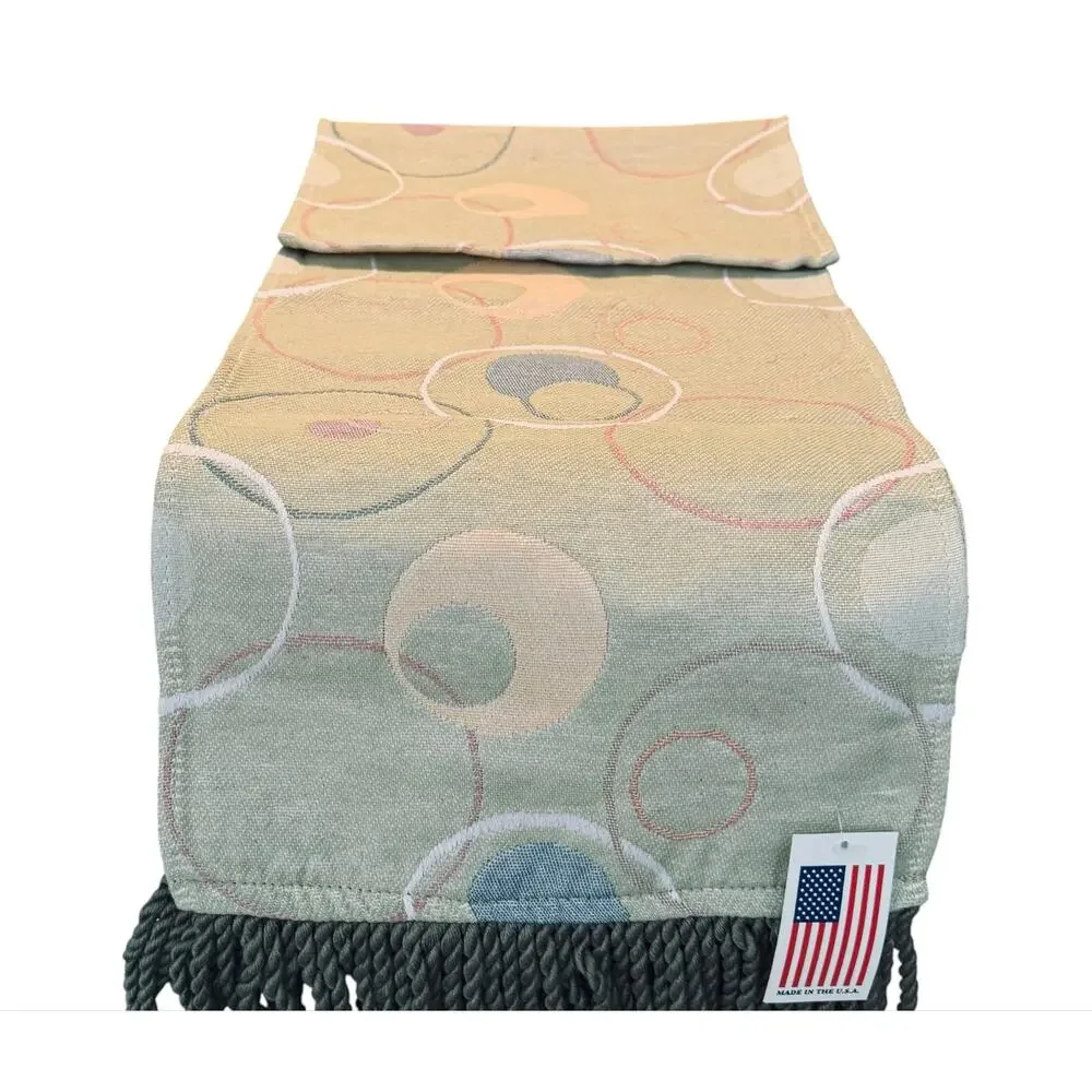Mid Century Modern Table Runner Atomic Circles Grandmacore Decor Green 72